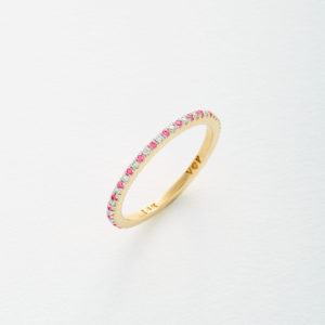 Asteria White Diamond and Pink Sapphire Stack Ring